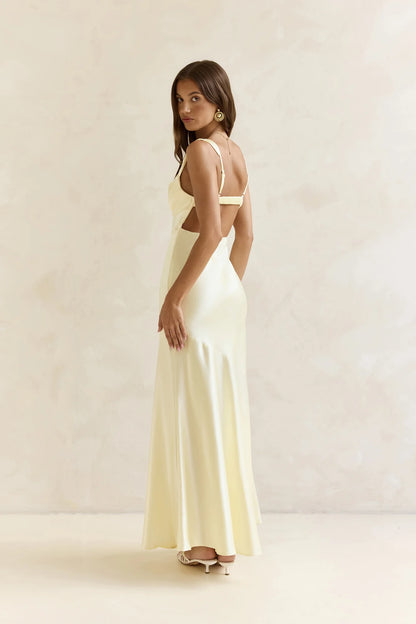 Wish From An Angel Satin Maxi Dress Yellow