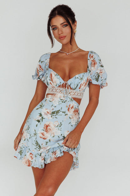Sweet Romance Cut-Out Mini Dress Blue