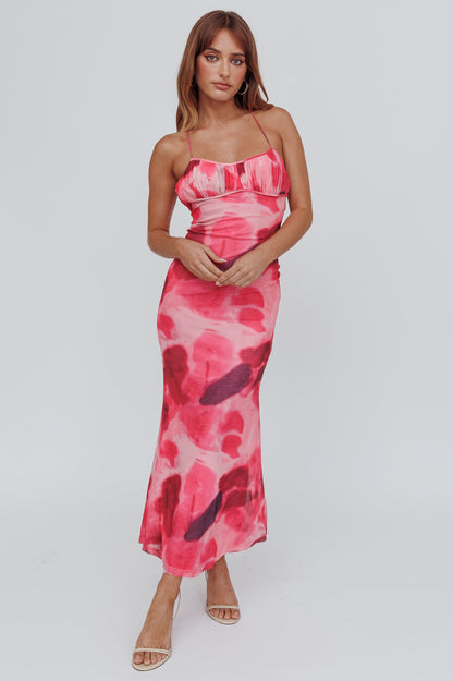 Blossom Belle Low Back Maxi Dress Print Red
