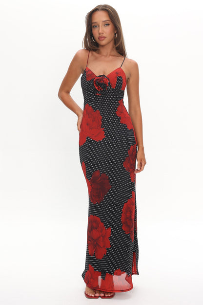 High Roller Rosette Maxi Dress Print Black