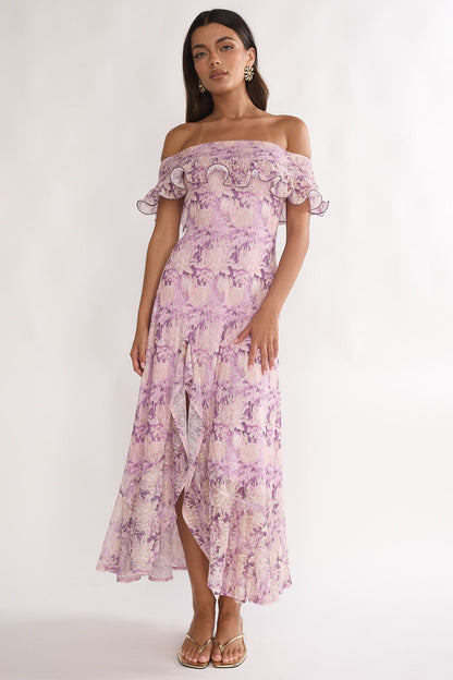 Moonlit Magic Off-Shoulder Maxi Dress Floral Dress