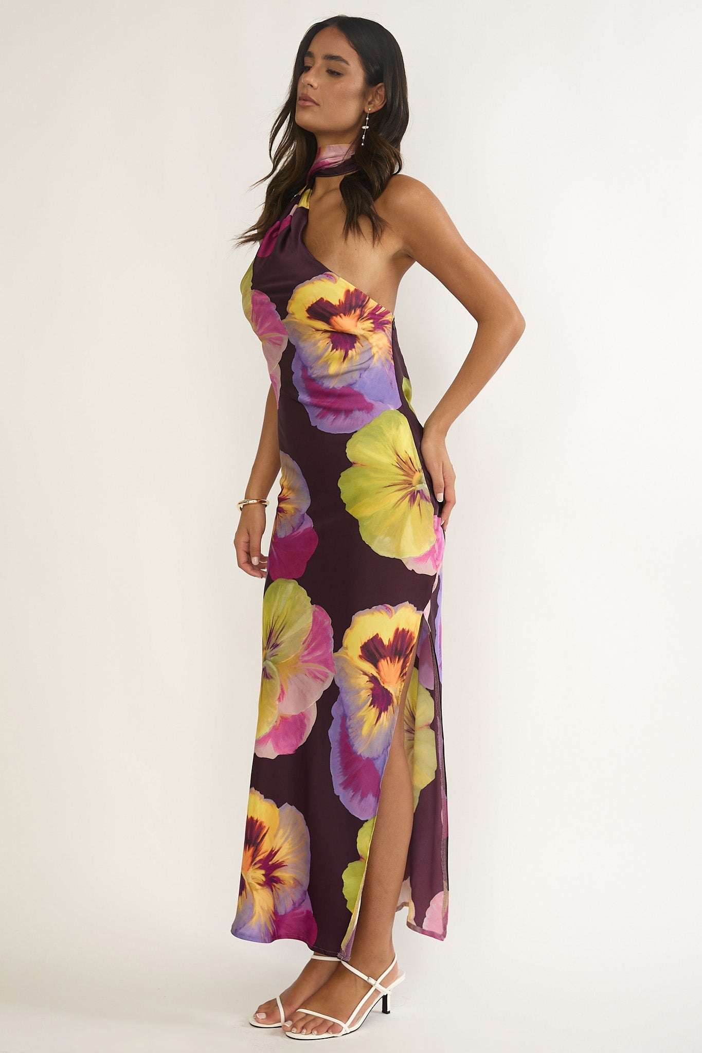 Ilyse Open Cowl Back Maxi Dress Pansies Plum