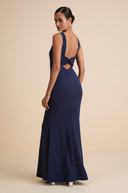 Love In Your Eyes Black Knotted Mermaid Maxi Dress