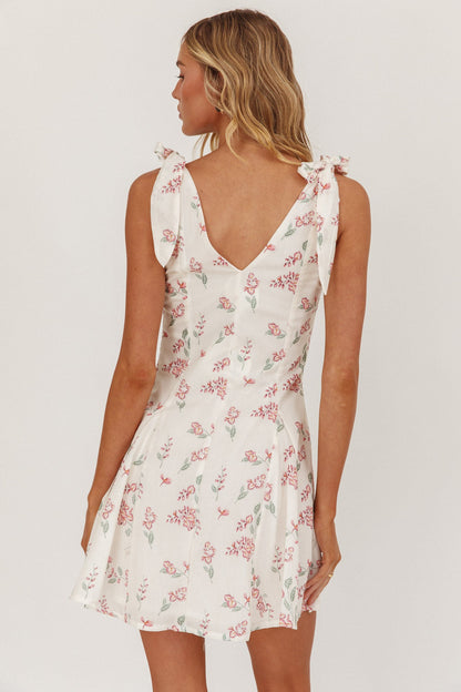 Matina Tied Shoulder Mini Dress Floral
