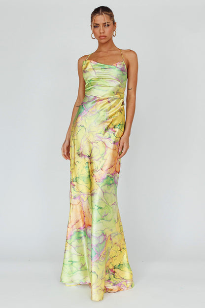 Bailey Strappy Chain Back Maxi Dress Lime