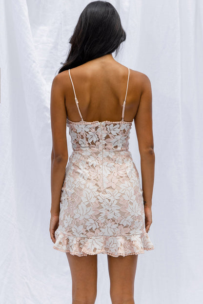 Talk About Me Ruffle Trim Mini Dress Blush