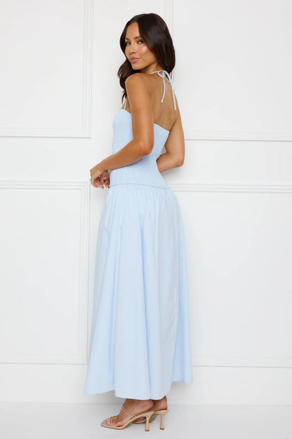 Unmatched Energy Halter Maxi Dress Blue
